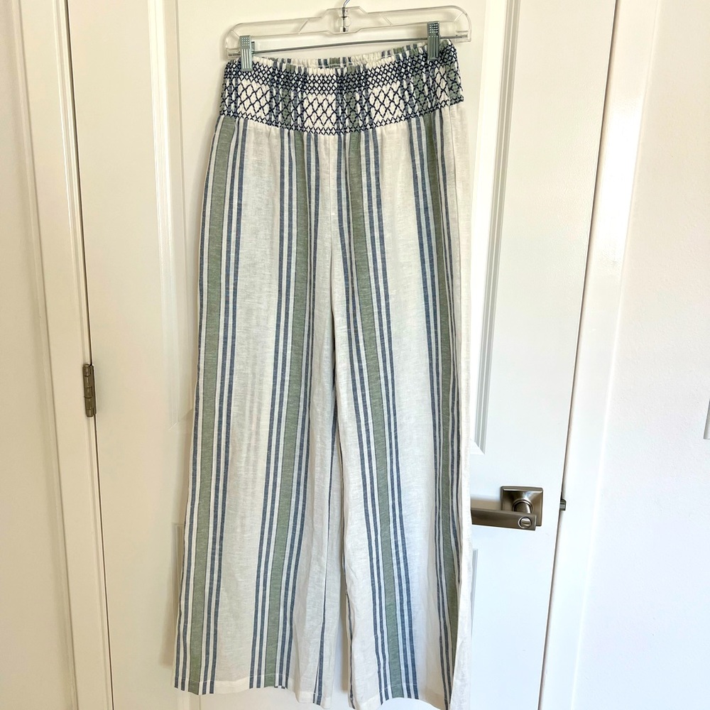 NWOT Linen/Cotton Smocked Waist Pants